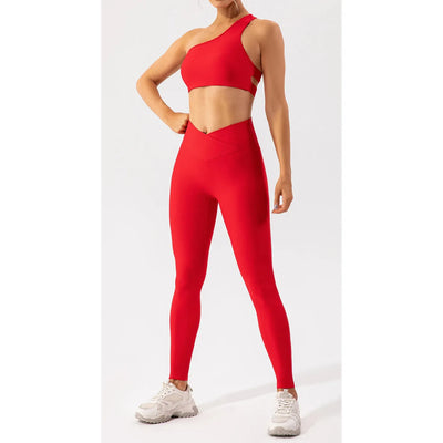 Jura Two Piece Women's Activewear Set with One Shoulder Bra Top | Various